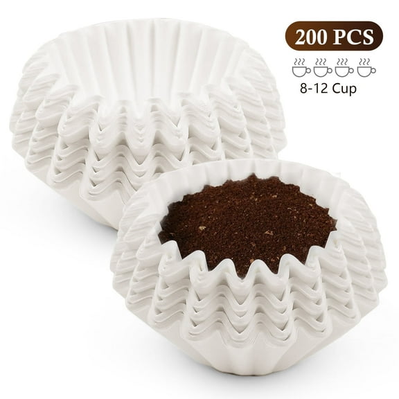 Godance 200 Count Basket Coffee Filters 8-12 Cup - Flat Bottom Paper Filters for Drip Coffee Makers | Compatible with Mr. Coffee, BLACK DECKER, Cuisinart & More | Oxygen Bleached White Filters