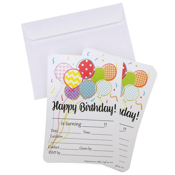 Happy Birthday Invitation Envelope, White, 7Inch, 12Piece Walmart