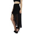 thumbnail image 1 of Bimba Jupe Asymétrique en Georgette pour Femmes, Demi-Doublée, Asymétrique Haute-Basse, Jupe Transparente, 1 of 8