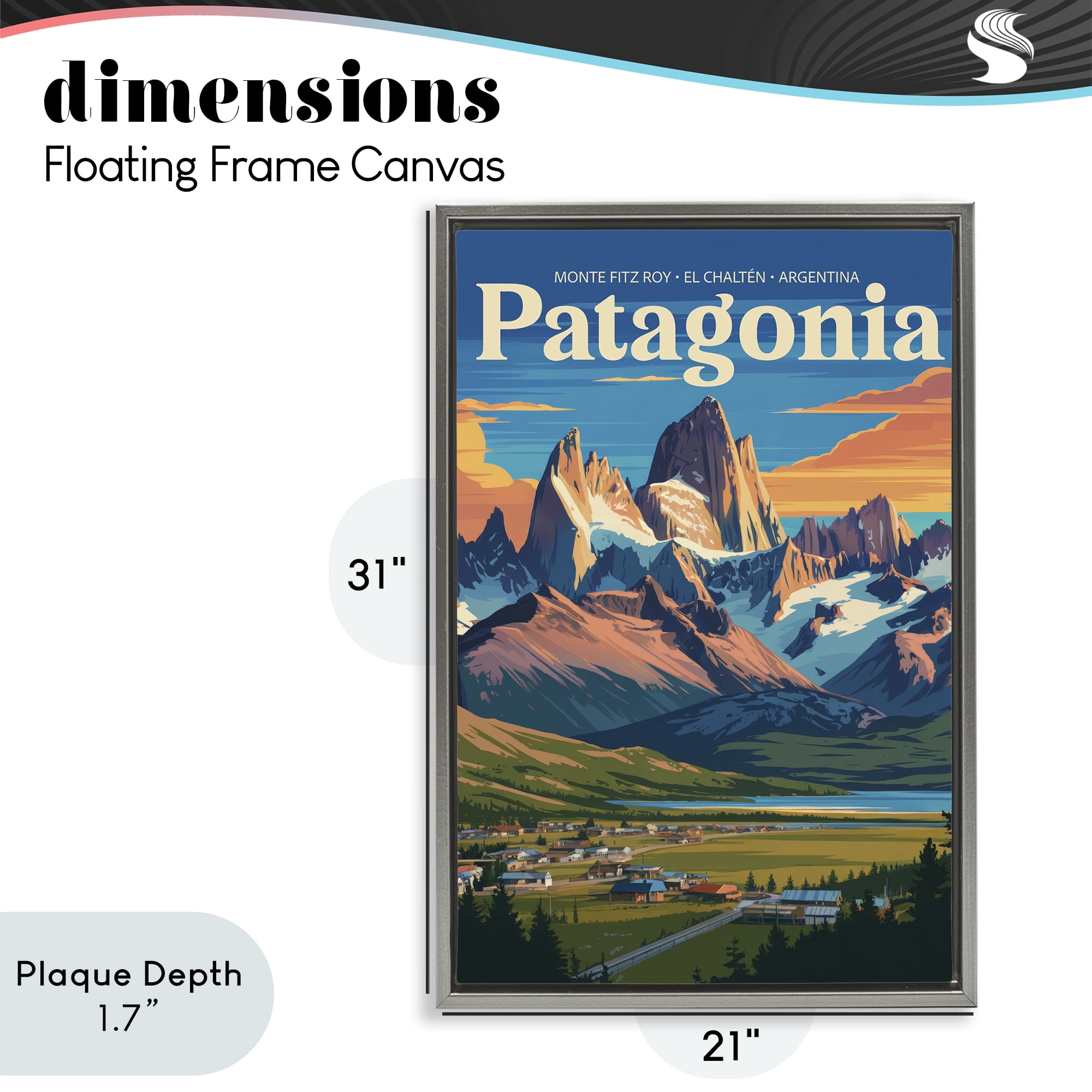 Stupell Industries Patagonia Valley Landscape Gray Framed Floater Canvas Wall Art, design by Andreas Magnusson