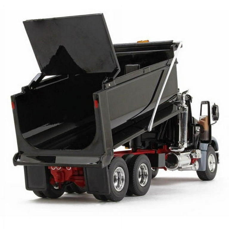 Mack Granite MP Dump Truck Black with Red Chassis 1/50 Diecast