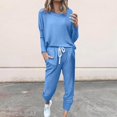 thumbnail image 2 of Women Long Sleeve Color Block Patchwork Crewneck T Shirt Top Blouse And Long Pants Leggings Casual Outfit Set Women Casual Pants, 2 of 5