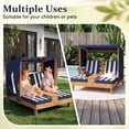 thumbnail image 6 of UBesGoo Toddler 2-Seater Patio Daybed with Canopy, Kids Wooden Outdoor Lounge with Cushion & Side Table, Teak Tone Cedar Frame, 6 of 17