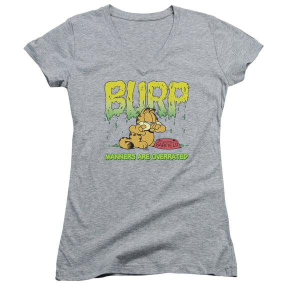 Garfield Manners Junior Women's V-Neck T-Shirt Athletic Heather