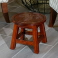 thumbnail image 2 of Indoor Living Carved Wooden Step Stool, Wooden Round Mini Side Chair, Carved with Queen Bee Pattern, Modern Foot Stool for Kitchen Living Room Bedroom Bathroom, No Assembly Needed, Cherry, 2 of 6