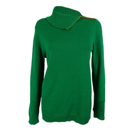 Charter Club Women's Zipper Fold-Over Collar Sweater