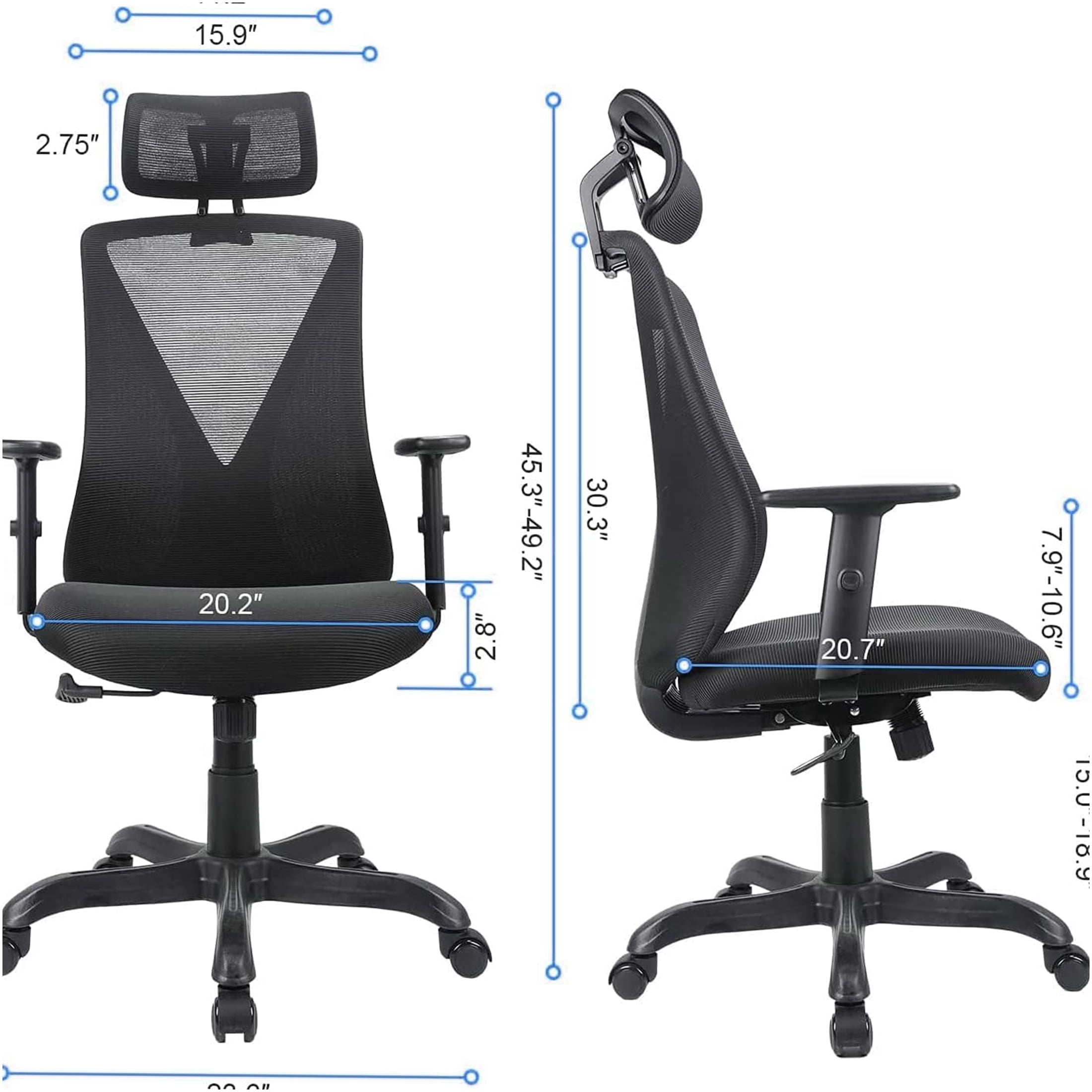 JERFIT L Shaped Desk with Bookshelf, 360° Rotating Corner Computer Desk for Home Office, Black Workstation with Storage