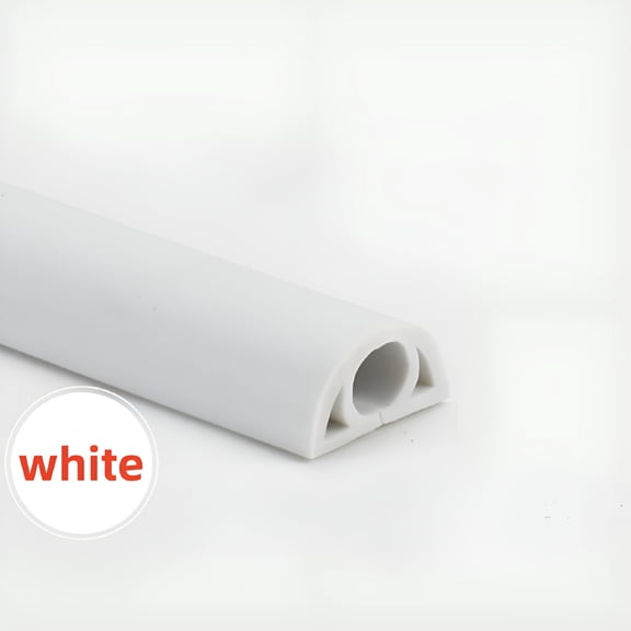 ICERUN Floor Cord Cover Cable Sheaths PVC Flexible Electrical Conduit Cable Protectors Self-adhesive Cable Hiders for Floors (WHITE, 8mm)