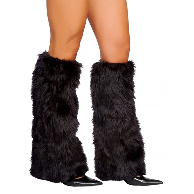 Gupgi Women Artificial Fur Leg Warmers Solid Color Fluffy Boot Cuff Covers