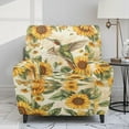 thumbnail image 2 of HELLHERO Hummingbird Sunflower Print Recliner Seat Covers for Reclining Chair Lazy Boy Recliner Covers That Stay in Place with Storage Pockets, Yellow, 2 of 8