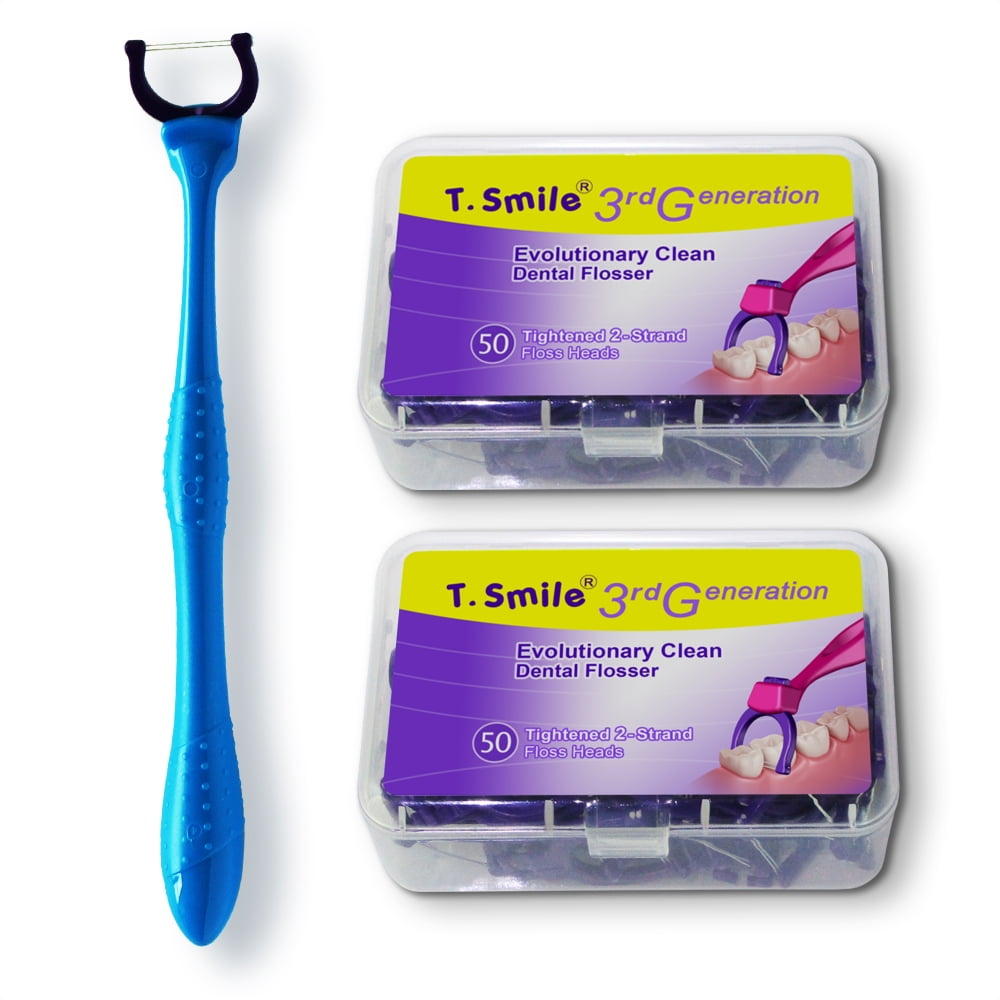 T.Smile Evolutionary Clean Dental Flossers, Kit of Refills Plus Long