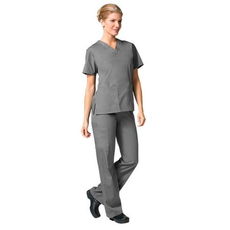 

Maevn CORE Women s Classic V-Neck Solid Scrub Top & Full Elastic Band Cargo Scrub Pant Set [XXS - 3XL]