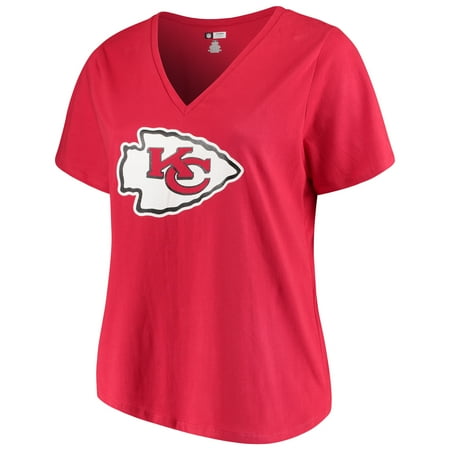 - Women's Majestic Red Kansas City Chiefs Plus Size Logo V-Neck T-Shirt