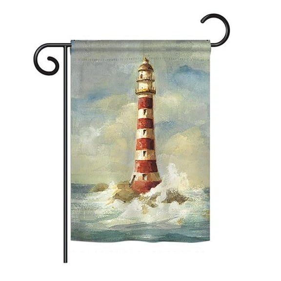 13 x 18.5 in. Lighthouse by the Sea Coastal Nautical Impressions Decorative Vertical Double Sided Garden Flag