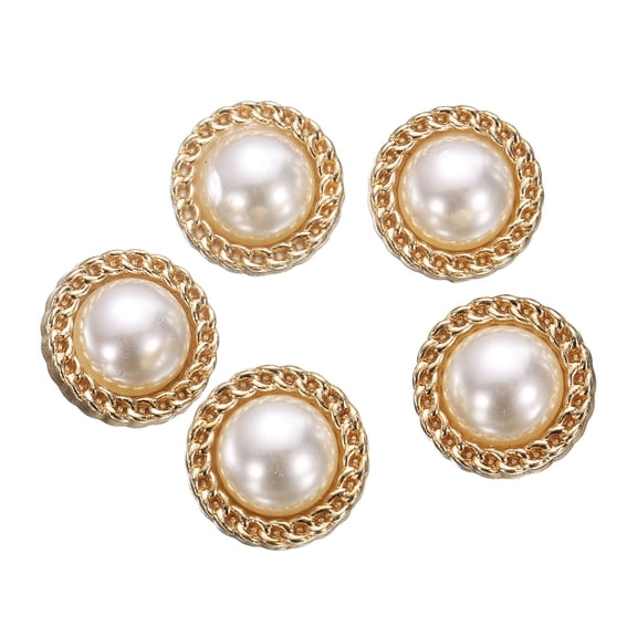Uxcell 5pcs 24L Pearl Gold Metal Sewing Buttons 15mm 5/8" Round Women Coat Buttons with Plastic Shank Replacement DIY Button for Sewing Clothing Sweater Decoration Craft, #2