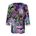 thumbnail image 5 of Xdegoge 3/4 Sleeve Tops for Women Trendy V Neck Dressy Casual Shirts Summer Outfits for Women Comfy Tunic Fit Tees Purple L Womens Clothing, 5 of 5