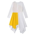 thumbnail image 5 of iixpin Girls Liturgical Praise Dance Dress Color Block Long Sleeve Asymmetrical Worship Dress Church Robe Yellow 12, 5 of 6