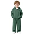 thumbnail image 3 of RMGVDSD Boys Clothes 2 Piece Fashion Fall Outfits Quarter Zip Hoodie Sweatshirts Wide Leg Sweatpants Solid Color Sweatsuit Sets With Pockets 12-13 Years, 3 of 7