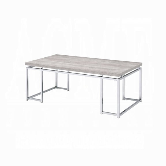 Coffee Tables Natural Oak and Chrome Coffee Table with Metal Sled Base,Wooden Coffee Tables
