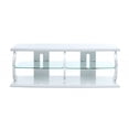 thumbnail image 3 of HomeRoots 347495 18 x 60 x 22 in. White Clear Glass Wood Veneer Melamine LED TV Stand, 3 of 3