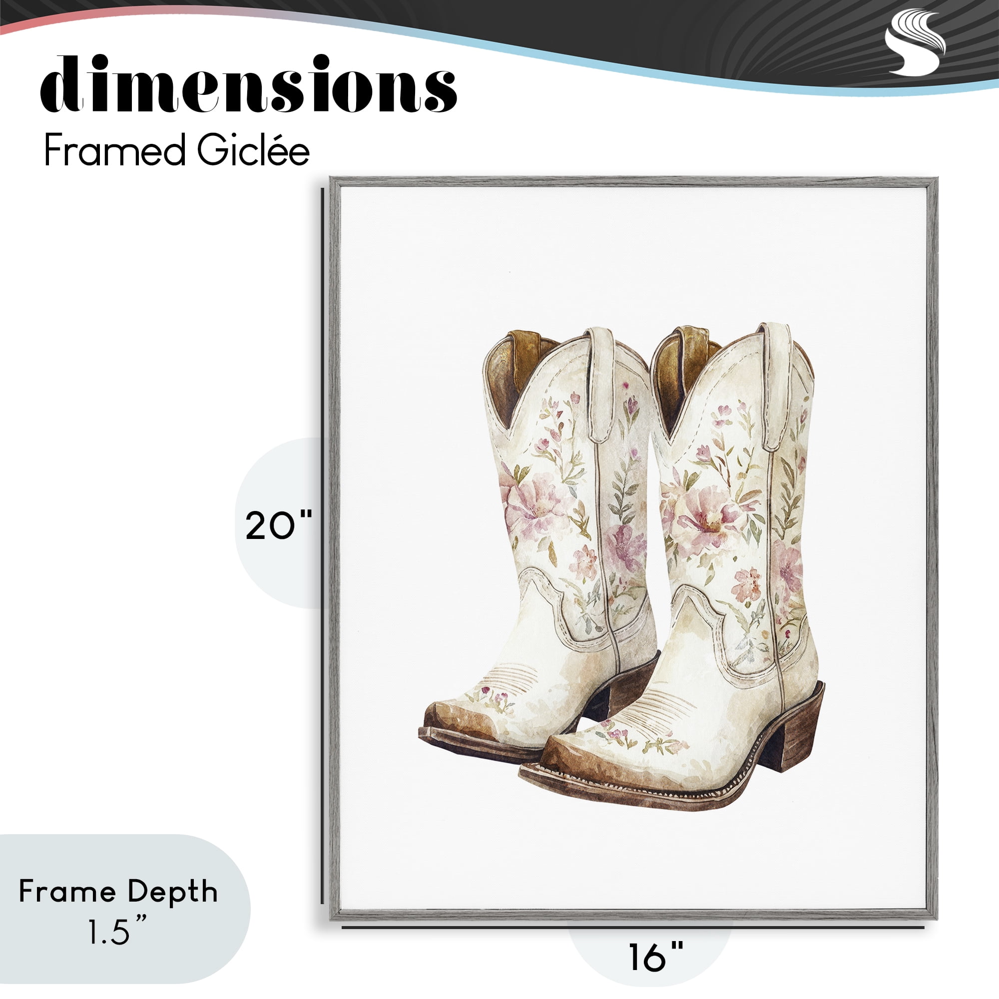 Stupell Industries Boots in Bloom Gray Framed Giclee Art, design by Svetlana Aleynikova