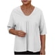 thumbnail image 1 of Vestidos Casuales Para Mujer, Blusas De Mujer De Moda Blusas de mujer de color liso con mangas raglán, cuello en V y patchwork plisado, 1 of 6