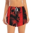 thumbnail image 2 of Rateoe Red And Black Abstract Skull Printed 2 in 1 Women's Workout Shorts for Athletic Gym Running Shorts with Phone Pockets-Small, 2 of 7