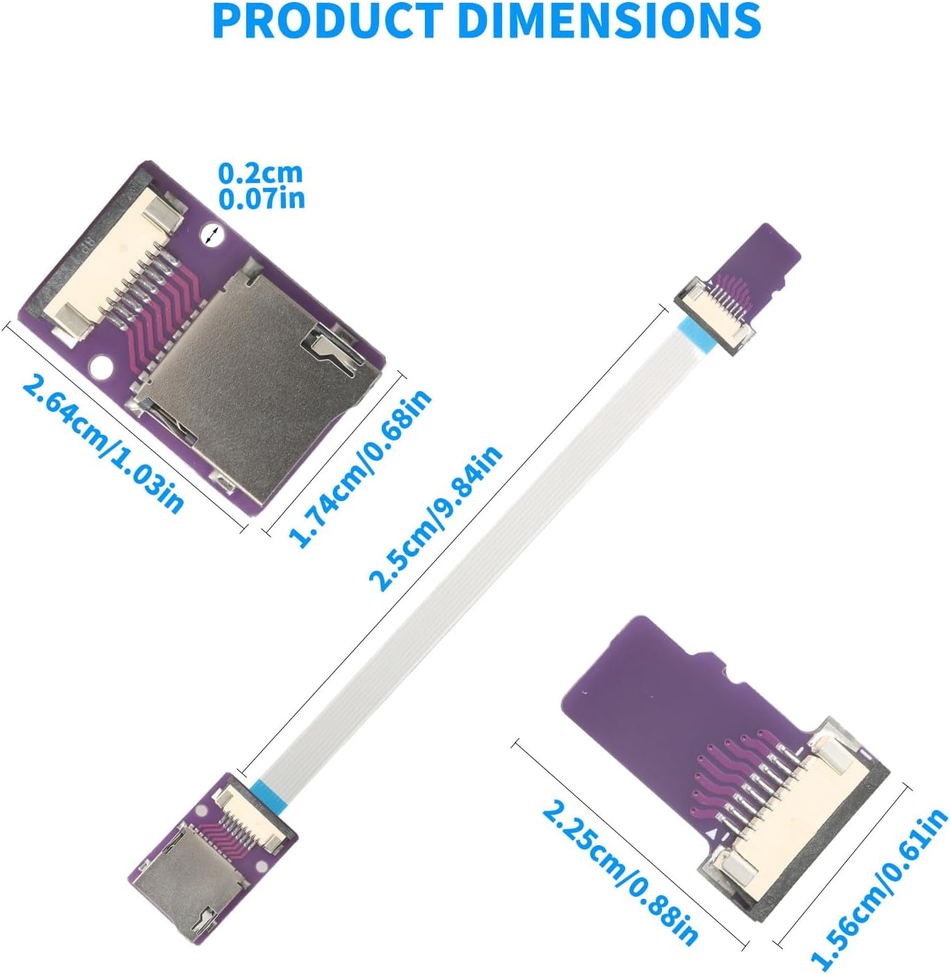 JJEAN-25cm/9.8in Micro SD to Micro SD Extension Cable, FFC Flexible Male-to-Female TF Card Reader Memory Card Adapter, Compatible with Raspberry Pi, Arduino, 3D Printers2pcs
