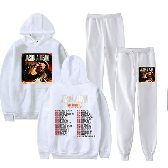 Jason Aldean FULL THROTTLE TOUR 2025 Hoodie and Sweatpants set pop print Unisex Casual Street Clothing