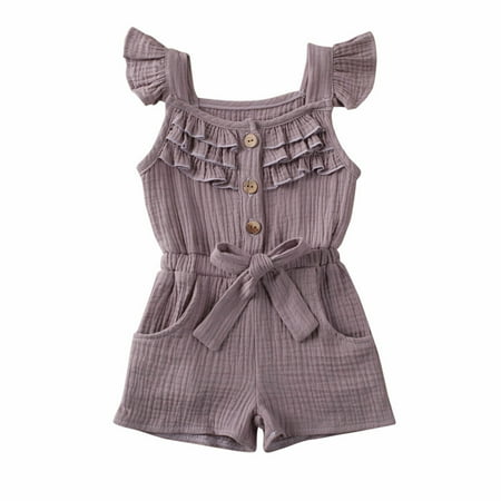 

Toddler Kids Infant Baby Girls Clothes Summer Solid Short Sleeve Playsuit Bodysuit Rompers