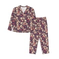 thumbnail image 1 of Balery Skull rock music record Conjunto de Pijama con Estampado para Mujer, Conjunto de Dos Piezas con Manga Larga, Ropa de Dormir Suave con Bolsillos, Pijamas Cómodos-Medium, 1 of 7