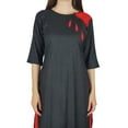 thumbnail image 3 of Bimba Women Black Rayon Kurta Kurti 3/4 Sleeve Formal Casual Indian Tunic Blouse, 3 of 6