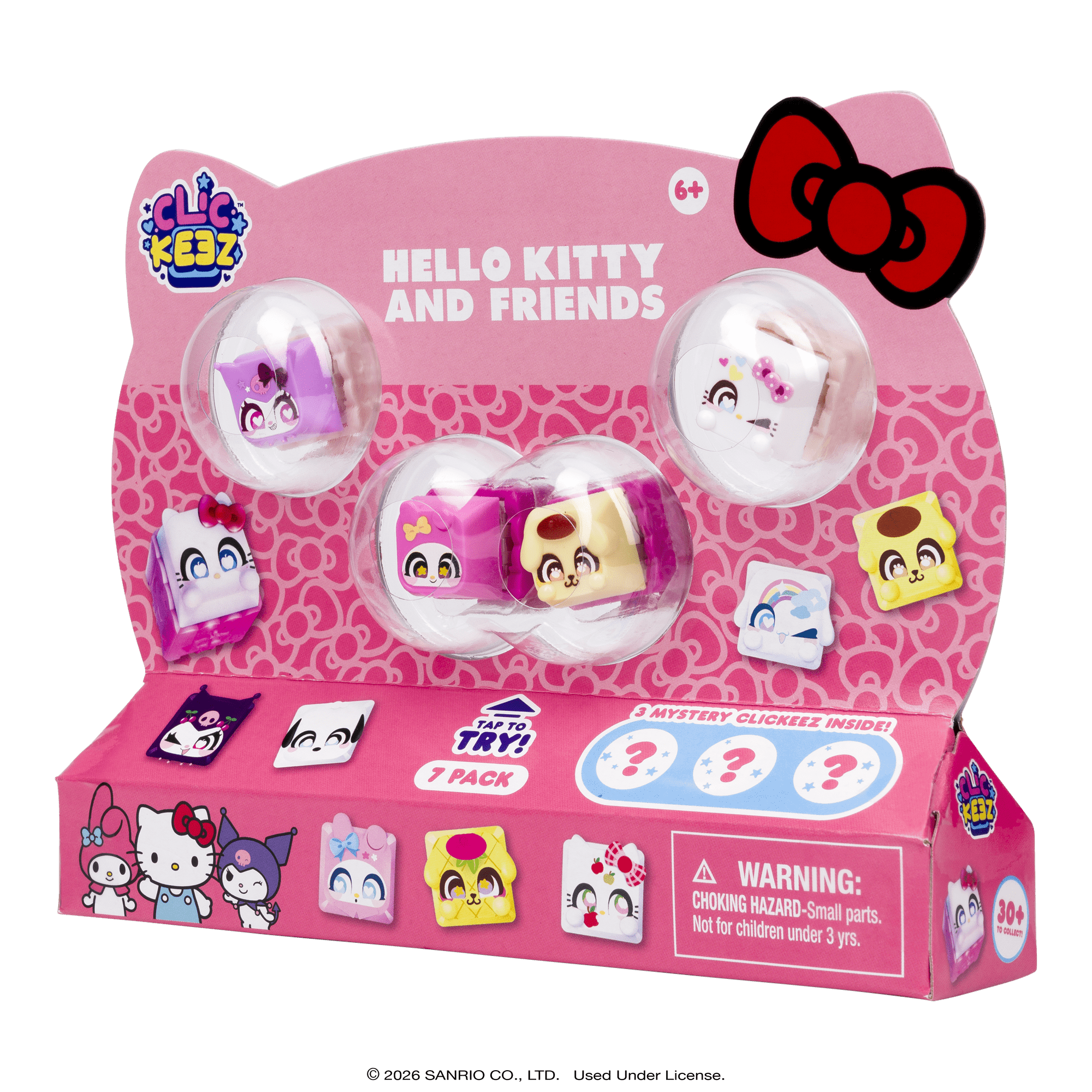 Clickeez Series 1 Hello Kitty & Friends 7-Pack, 7 Collectible Character Keyboard Keys Click and Clack, Create Your Own Keychain, Ages 6+
