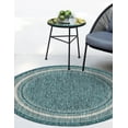 thumbnail image 3 of Unique Loom Outdoor Border Collection Area Rug - Soft Border (13' 1" Round Teal/Ivory), 3 of 11