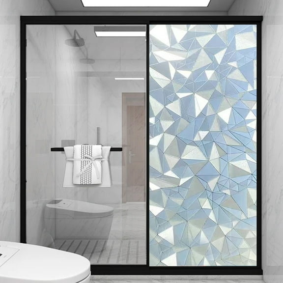119 Inch Bathroom Window Privacy Film, Bathroom Privacy Window Film See out Not In, Rainbow Window Film, Removable Stained Glass Sticker, Heat Control Window Cling for Bathroom Home Decor