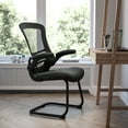 thumbnail image 2 of Flash Furniture Kelista Black Mesh Sled Base Side Reception Chair with Flip-Up Arms, 2 of 14