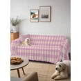 thumbnail image 6 of Pink Couch Cover for Dogs, Grid Checkered Plaid Gingham Lattice Trellis Washable Sofa Covers Slipcover for Pets Dogs Futon Cover, Couch Recliner Covers, Oversized Chair Slipcover 71"x91", 6 of 9