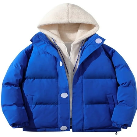 

JNZOUHA Men‘s Fleece Lined Hooded Puffer Jacket Winter Thermal Jacket Tops For Big And Tall Guys Plus Size