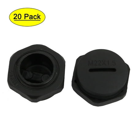 

20pcs M22 x 1.5mm Nylon Male Threaded Cable Gland Cap Round Screw-in Cover Black