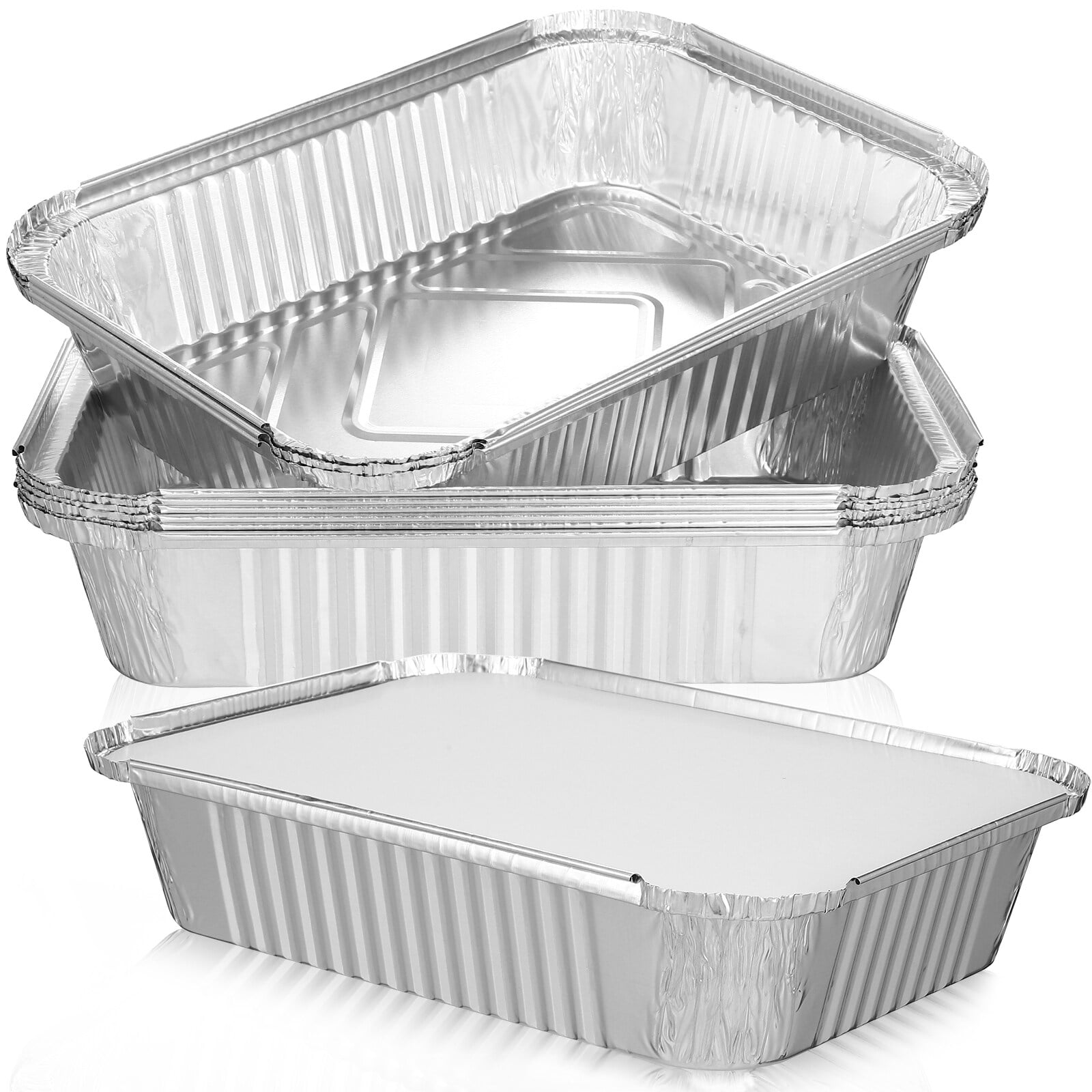 20 Pcs Aluminium Foil Trays Large Foil Food Trays with Lids Foil