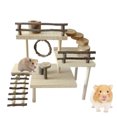 thumbnail image 4 of LingStar Wooden Hamster Platform With Fence, Climbing Ladder 3-Tier Handmade Guinea Pig Playground, Small Animals Exercise Activity Toy for Parrot, Gerbil, Squirrel, 4 of 7