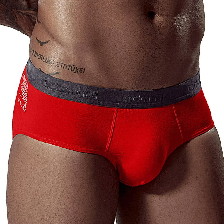 adviicd Mens Underwear Boxer Briefs Briefs For Men Pack Male Casual Splice  Breathable Underwear Pant Solid Knickers Comfortable Briefs Red L 
