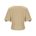 thumbnail image 3 of Oksale Going Out Tops for Women Dressy Tighten Waisted T Shirts Casual Crewneck Short Sleeve Summer Clothes Vacation Blouses Khaki 2XL, 3 of 7