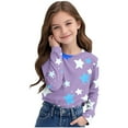 thumbnail image 6 of MKOSPLRT Sparkly Stars Tops for Girl Long Sleeve Graphic T Shirts Round Neck Color Block Shirts Casual Loose Blouses 3-14 Years, 6 of 8
