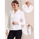 thumbnail image 2 of Camisa abotonada de oficina de trabajo Allegra K manga larga con cuello de campamento para mujer blanco XS, 2 of 5