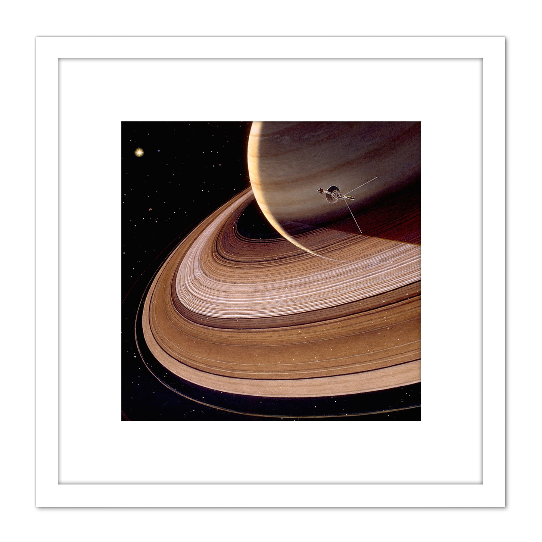 Davis Space Probe Voyager 2 Saturn Rings Illustration 8X8 Inch Square ...