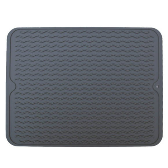 Sink Mat 40x30cm Silicone Raised Edges Wavy Shape Sink Drain Pad for Kitchen Bathroom
