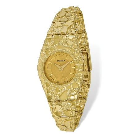 Solid 10k Yellow Gold Big Heavy Champagne 22mm Dial Nugget