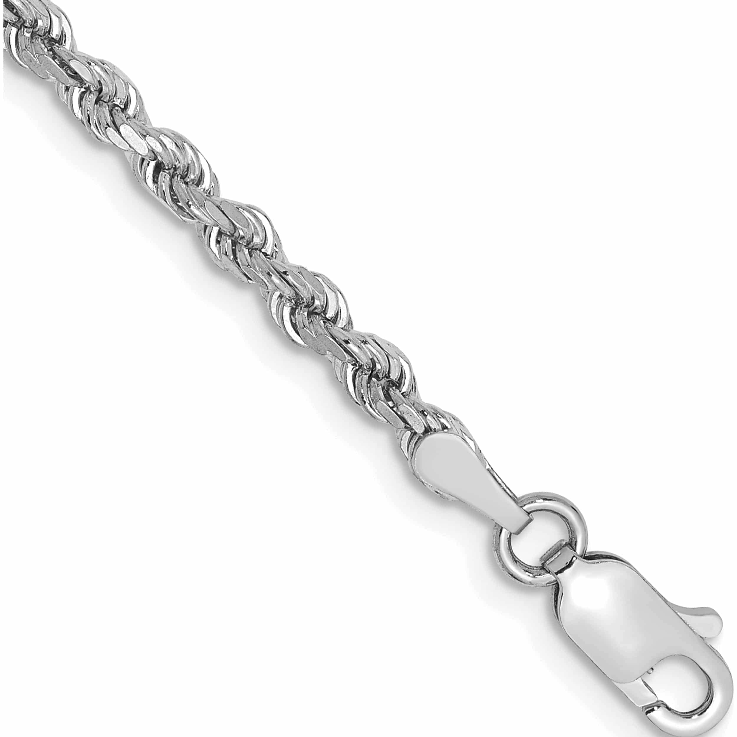 14K White Gold 2.75mm D/C Rope With Lobster Clasp Chain (7 X 2.75) Made In  Peru 021w-7