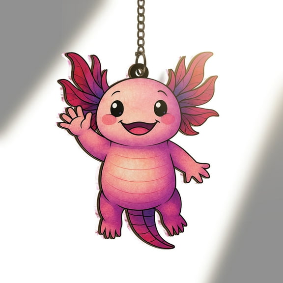 Lotusprinthandmade Axolotl Animal Custom Shape Window Hanging Suncatcher 3.5in, Axolotl Themed Window Decor